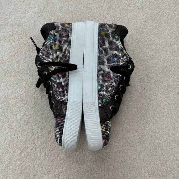 Steve Madden Kids' Jceecee Leopard Print Sparkly Bejeweled Lace Sneaker 3 NWT - Picture 5 of 8